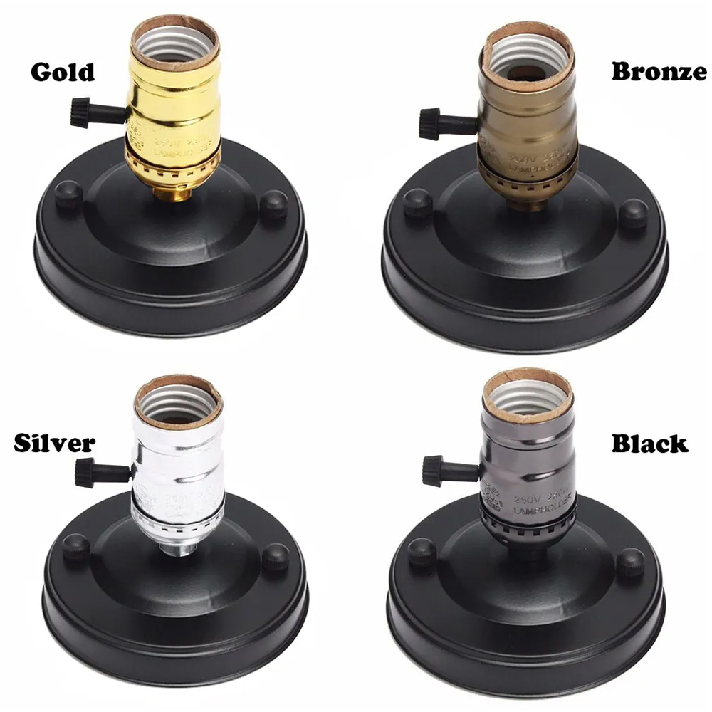 Decorative Light Bulb Socket Bronze E26 E27 Screw Edison Bulb Holder Base Beside Desk Table Lamp Base Gold Black Silver Metal CE