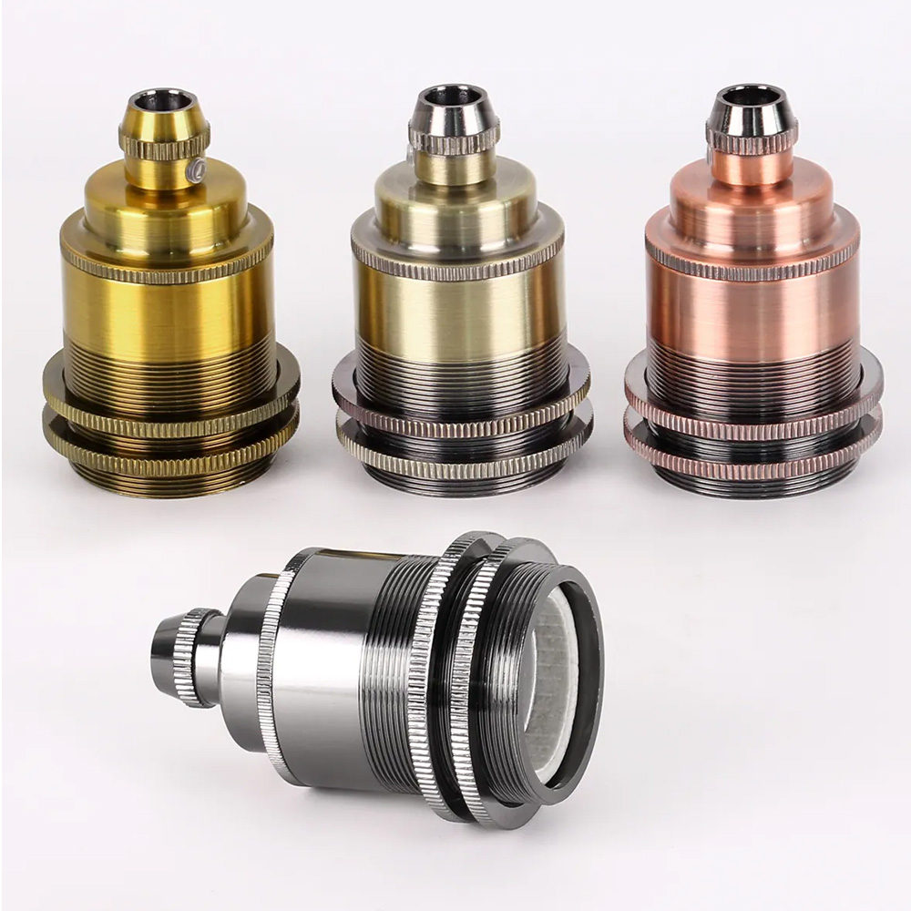 Vintage Copper Lampholder E26 E27 Lamp Base Sockets Brass Ceramics Lamp Holder DIY Pendant Light Socket Screw Fixture Lampholder