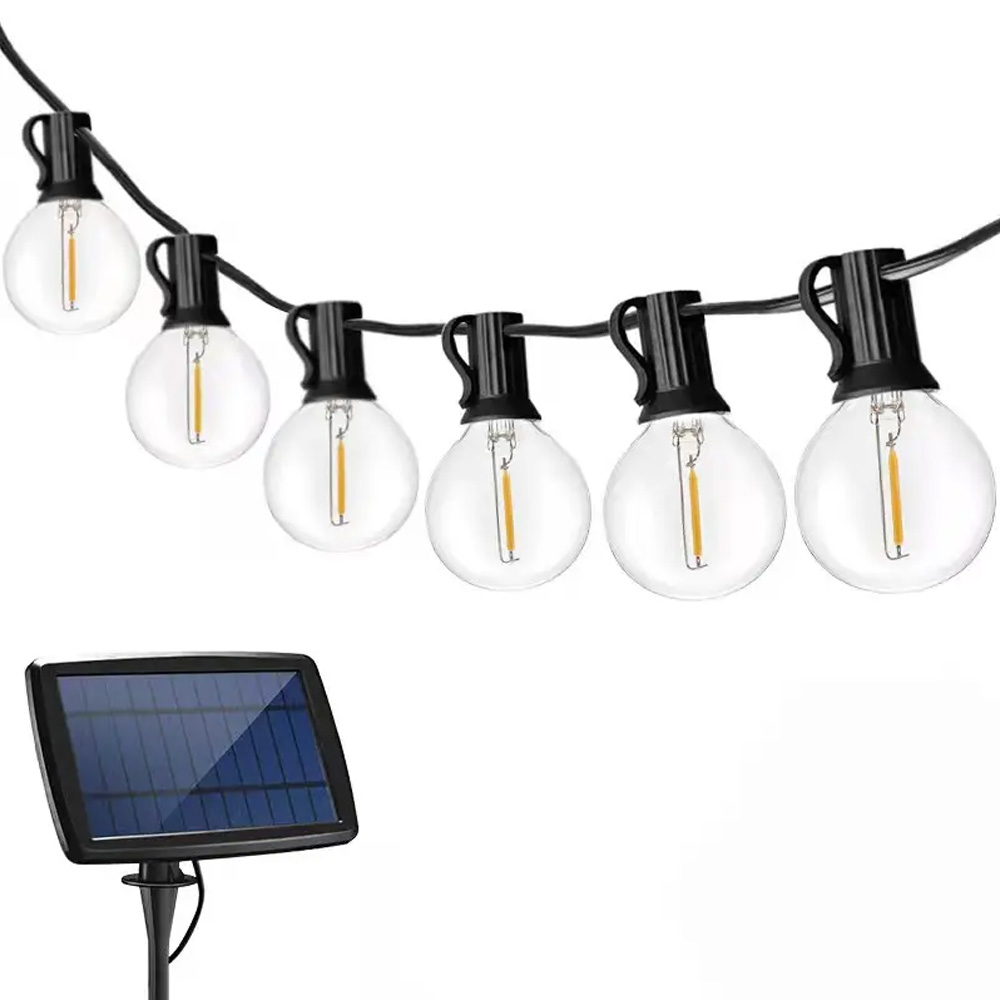 25FT G40 Ip65 Outdoor Waterproof Commercial Led Solar String Lights 4 Modes for Party Patio Garden Wedding Xmas Decoration
