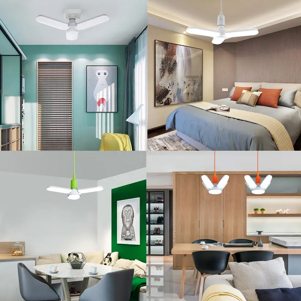 lighting fixtures modern foldable lamp E27 30w 45w 60w 55w 85v 265v ceiling garage fan blade bombilla led plegable bulb light